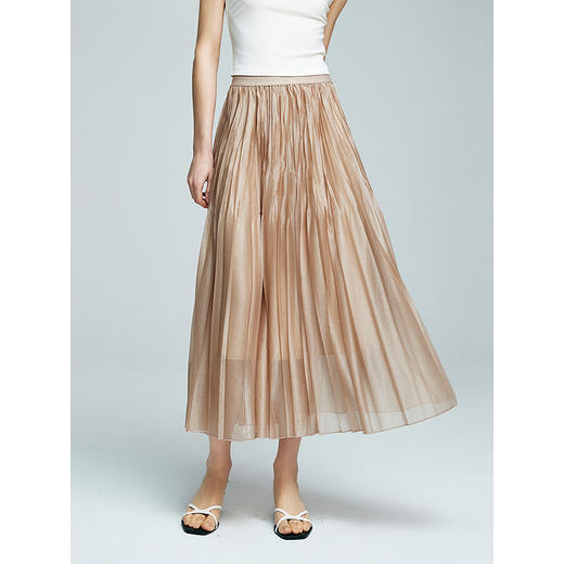 棉仓363617012-初棉钻石流光光感百褶半身裙 商品图1