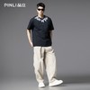 PINLI品立2025夏季新款褶皱设计感休闲裤潮牌男百搭宽松直筒长裤GD252117313 商品缩略图2