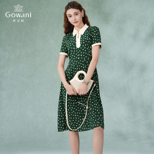乔万尼夏季新款真丝连衣裙拼色舒适减龄通勤百搭EI2E868 商品图1