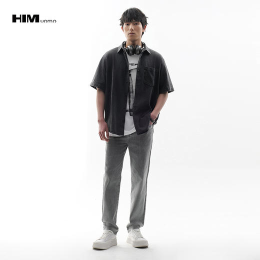 HIM漢崇  复古做旧磨边牛仔裤时尚百搭直筒男士休闲长裤 2026春季 商品图1