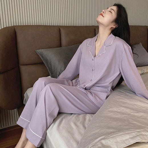 官网799！华歌er同款莱赛尔天丝精梳棉月子服家居服女 宽松透气长袖长裤睡衣裤套装可外穿 商品图7