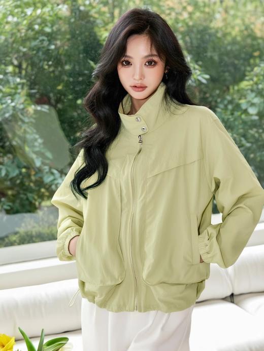 奢姿大码女装2025夏季减龄抽绳设计时尚防晒上衣胖妹妹半高领外套9952353198 商品图0