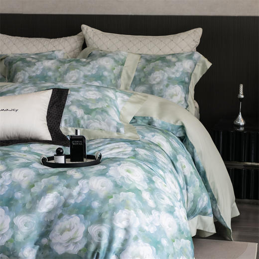 自然醒高端60支玉精莱赛尔天丝四件套轻奢印花拼角床单夏季丝滑清凉透气床上用品套件KY 商品图3