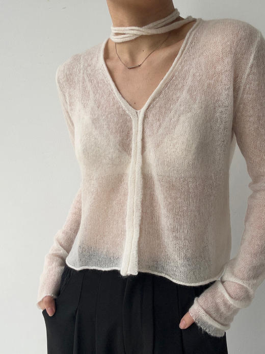 TU｜C05AW24-KW03 领带超轻套头针织上衣 [ 黑BK00 / 白WT00 / 棕BR00 ] 商品图4