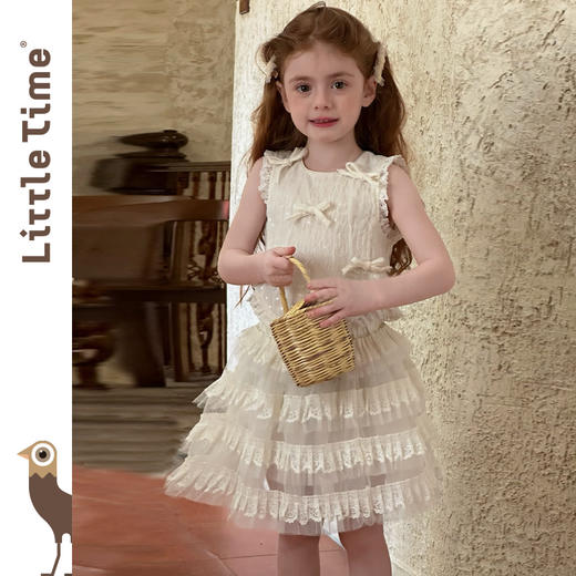 littletime女童半身裙2025夏款时尚洋气女宝蛋糕纱裙百搭蕾丝纱裙 商品图2