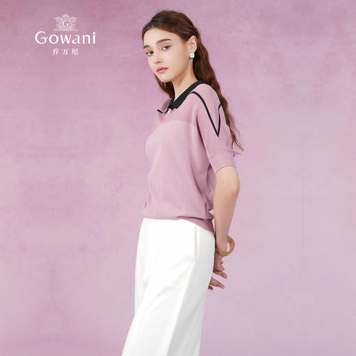 乔万尼夏季新款针织上衣套头短袖针织衫薄款ES2M227 商品图1