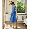 OLrain欧芮儿2025夏季新款蓝色度假风连衣裙方领设计收腰显瘦长裙 商品缩略图0