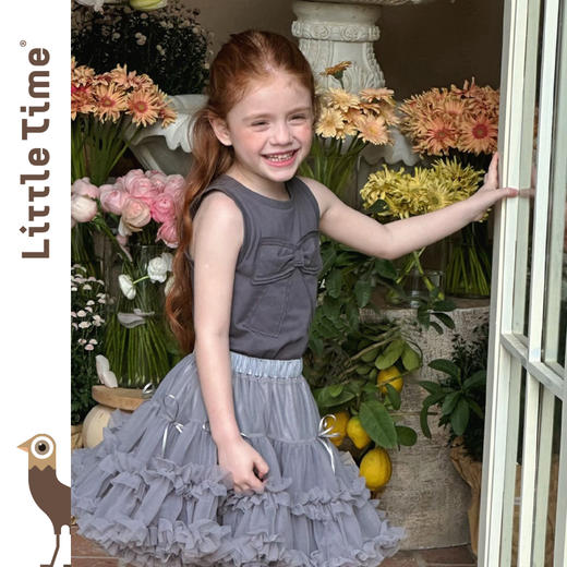 Little time 2025新款女童背心夏季纯棉无袖上衣儿童蝴蝶结上衣 商品图4