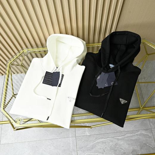 普啦达春秋季新款经典三角皮标专属logo纯棉连帽卫衣外套 商品图1