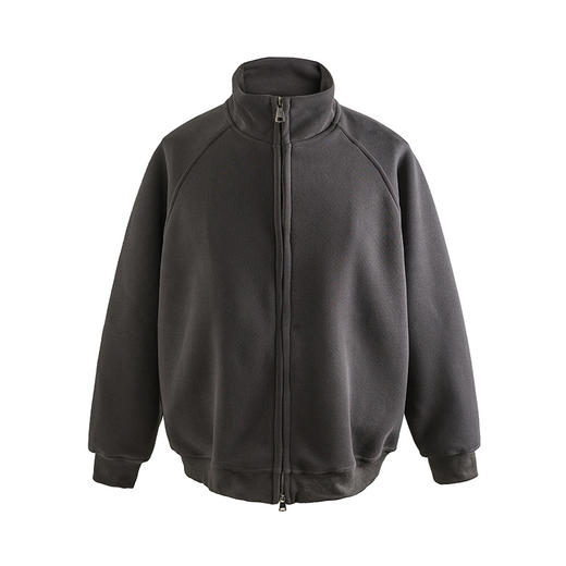 丁摩 春秋季美式复古立领开衫卫衣男女同款百搭上衣休闲拉链潮流外套5ZF-005 商品图7