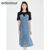 oldcolour夏季新款牛仔拼接设计感气质收腰显瘦连衣裙女Q281012A1 商品缩略图0
