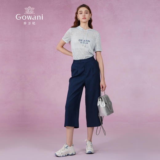 乔万尼裤子女夏季新款宽松休闲裤九分直筒阔腿裤ES2F141 商品图2