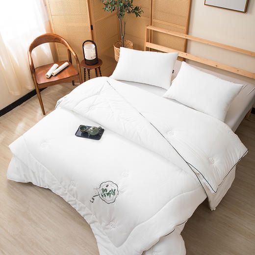 多喜爱 植萃艾草养生拉链子母被【全棉提花面料】【拉链设计】【精美绣花】【织带工艺】艾草精华 多层铺垫 四季可用 整张填充 商品图5