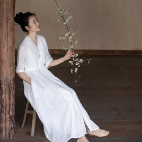 牧衣游原创 机绣苎麻风衣新品清凉透薄白色浪漫文艺开衫 静听风