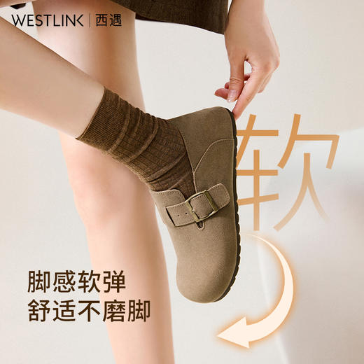 西遇一脚蹬勃肯鞋女新款春夏复古休闲圆头平底鞋全包博肯单鞋V0556445 商品图1
