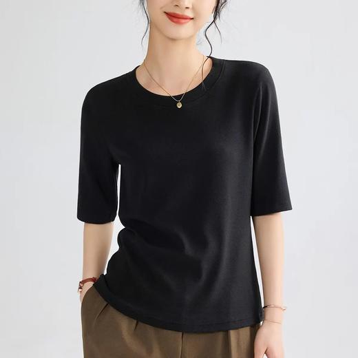 【自】全新升级【铂金会员109/天猫139/差价30】(00156) 洛诗琳高弹力t恤中袖修身内搭打底衫纯色百搭基础款体恤上衣 商品图3