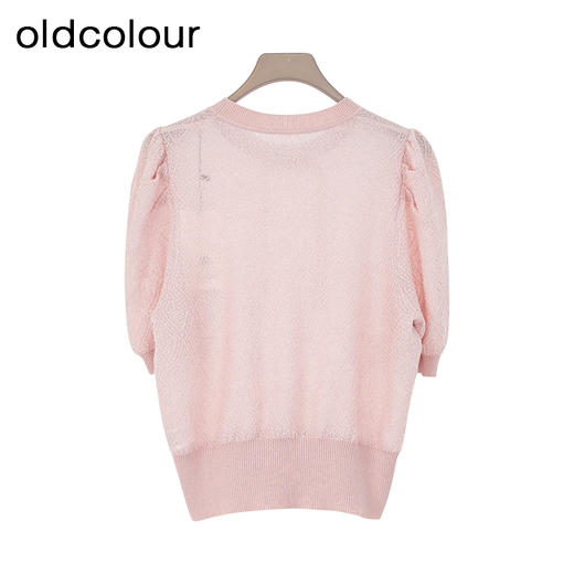 oldcolour夏季新款纯色时尚新中式盘扣圆领毛织套头衫女Q280505A1 商品图3