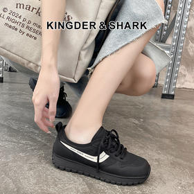 经典鲨2025年春季新品时尚拼色休闲通勤系带平底休闲鞋子女KW172-517011
