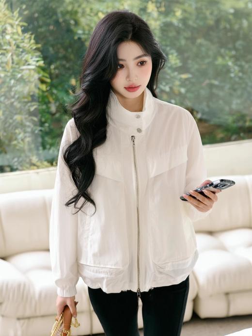 奢姿大码女装2025夏季减龄抽绳设计时尚防晒上衣胖妹妹半高领外套9952353198 商品图4