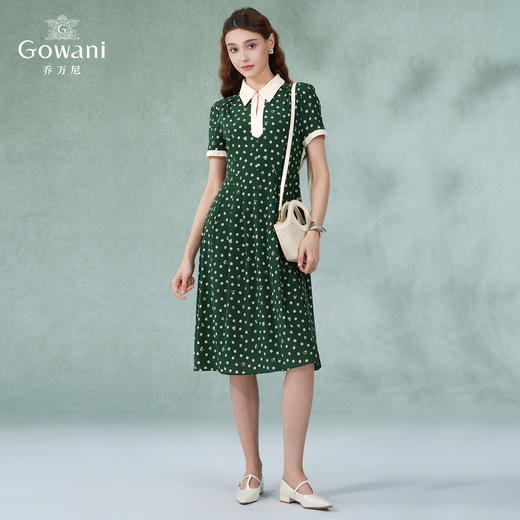 乔万尼夏季新款真丝连衣裙拼色舒适减龄通勤百搭EI2E868 商品图3