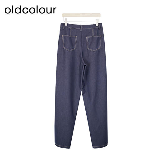 oldcolour夏季新款复古气质蓝色休闲高腰显瘦直筒长裤女Q220708A1 商品图6
