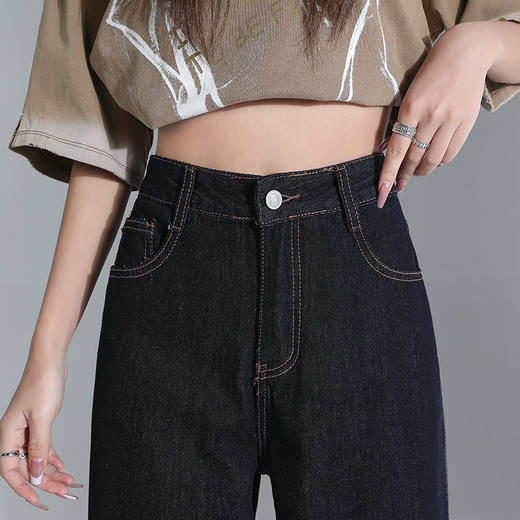 罗蒙女士四季款牛仔裤直筒百搭舒适高腰长裤显瘦休闲通勤款女裤 商品图3