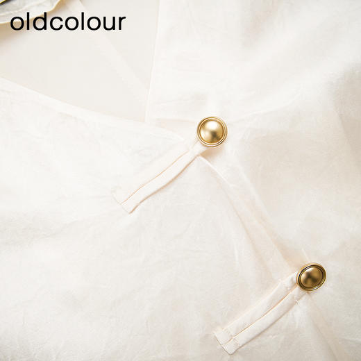 oldcolour夏季新款白色简约通勤气质短款短袖衬衫女DQ280107A1 商品图3