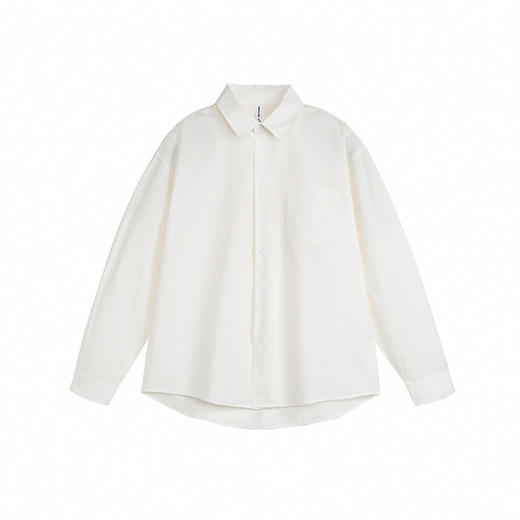 丁摩 春秋季复古长袖衬衫男女款纯色宽松翻领衬衣简约时尚上衣5ZF-001 商品图5