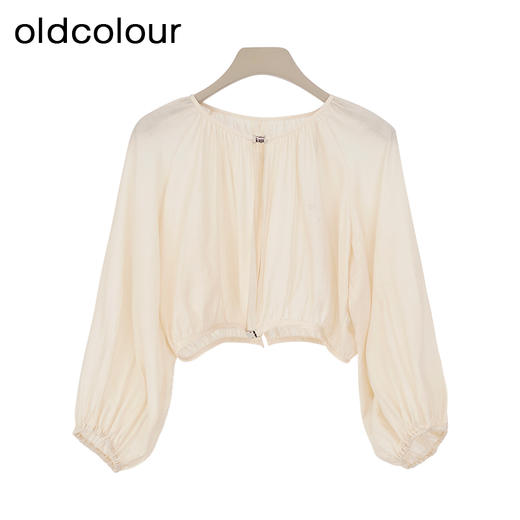 oldcolour夏季新款纯色简约薄款宽松长袖罩衫短外套女Q220402A1 商品图0