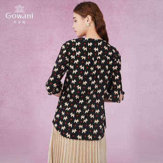 乔万尼夏装宽松时尚气质印花桑蚕丝衬衫短袖上衣真丝EN2C579 商品图4