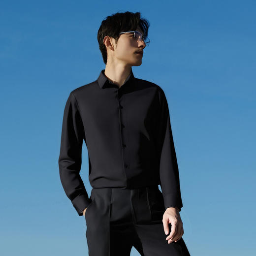 圣得西易打理长袖衬衫男士2025春季新款简约商务休闲职业面试衬衣 商品图2