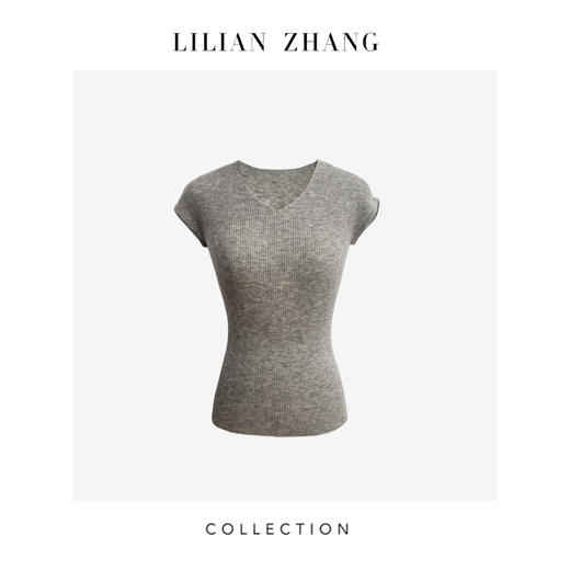 LILIAN ZHANG 春夏定制——极简薄款V领针织水溶羊毛套衫 2508001 商品图1