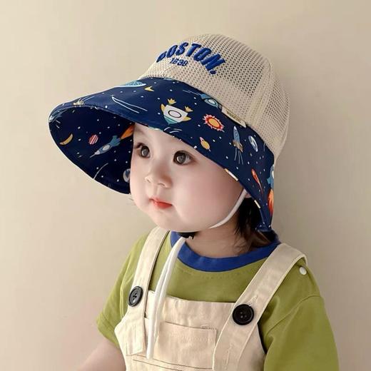 宝宝帽子夏季薄款大檐男女童太阳帽新款网眼渔夫帽婴儿遮阳帽 商品图1