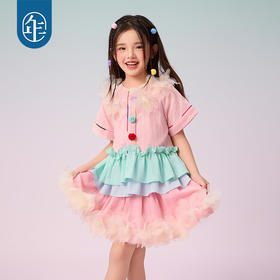 年衣童2025夏季新款甜美公主新中式蓬蓬裙A字裙遇见布朗短裙