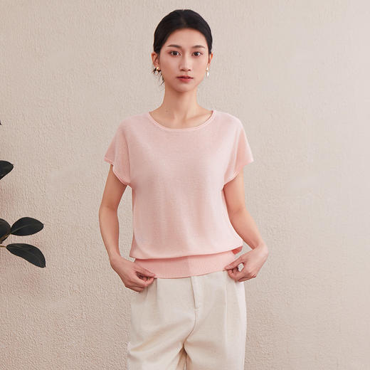 【自】全新升级【铂金会员165/天猫219/差价54】(00604) 洛诗琳夏季新款短袖T恤女韩版圆领时尚休闲百搭套头针织上衣 商品图0