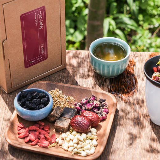 三花三果饮 |重瓣红玫瑰桂花茉莉花 桑椹红枣枸杞黑糖。180g一大盒10袋独立包装。 商品图4