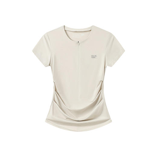 CryingCenter 凉感系列圆领前中开襟隐形拉链两侧褶皱短袖上衣 商品图8