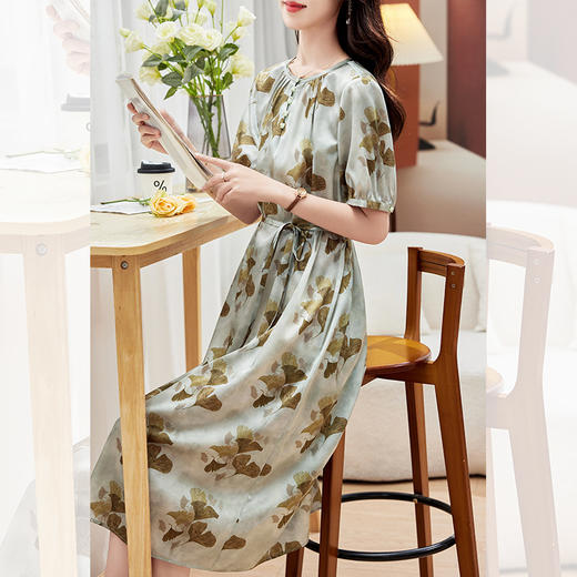 TC PZ09158重磅弹力缎连衣裙简约气质优雅宽松显瘦裙 商品图1