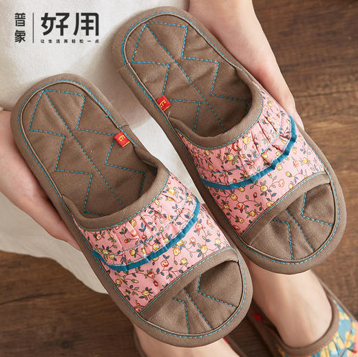 （穿上就不想脱下来）手工千层底超静音软底布艺拖鞋  女款 商品图0