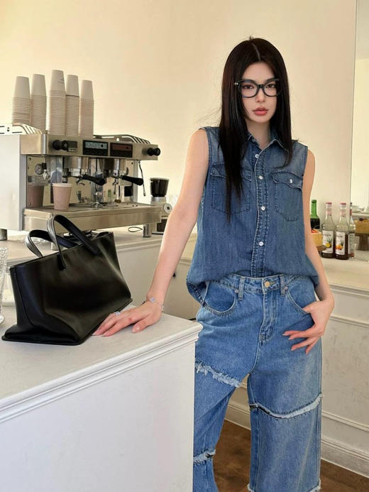 【高品质私服】【MU女士钱布雷无袖衬衫】春夏日穿着不闷汗、不束缚N1267-CC【无标出货 介意慎拍】 商品图0