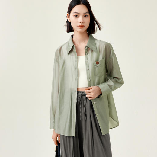 【商场同款】伊芙丽莱赛尔轻透舒肤衬衫1F6121041 商品图3