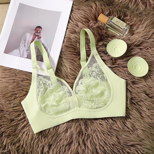 【性感Bra❗法式蕾丝水晶杯内衣】可拆卸乳胶贴设计，侧翼加高处理侧收副乳，无钢圈聚拢量子芯片文胸收副乳胸罩抹胸女QQ 商品图5
