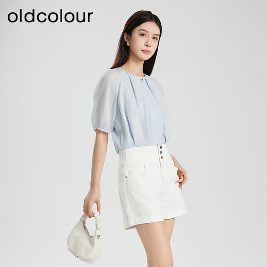 oldcolour夏季新款小清新气质设计感百搭短款短袖衬衫女Q250104A1 商品图2