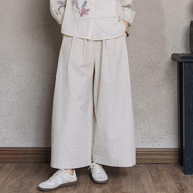 牧衣游原创 棉麻裤子新品轻薄透气宽松显瘦百搭休闲裤 闲逸时光