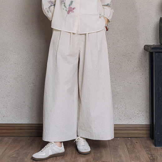 牧衣游原创 棉麻裤子新品轻薄透气宽松显瘦百搭休闲裤 闲逸时光 商品图0