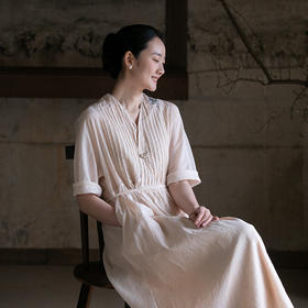 牧衣游原创 手工刺绣丝棉炒色连衣裙清凉轻薄文艺风长裙 解春风