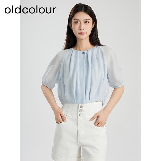 oldcolour夏季新款小清新气质设计感百搭短款短袖衬衫女Q250104A1 商品图0