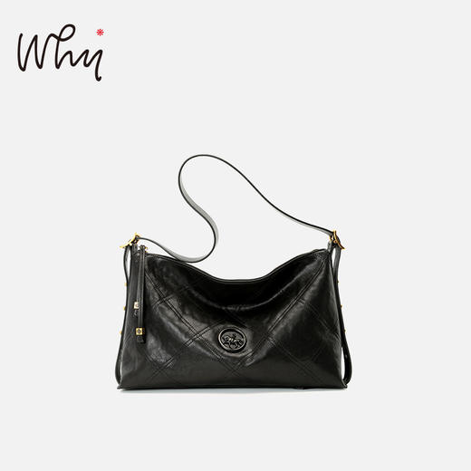 Why女包秋冬新款菱格hobo包轻奢复古大容量托特包美拉德风斜挎包YA5360 商品图4