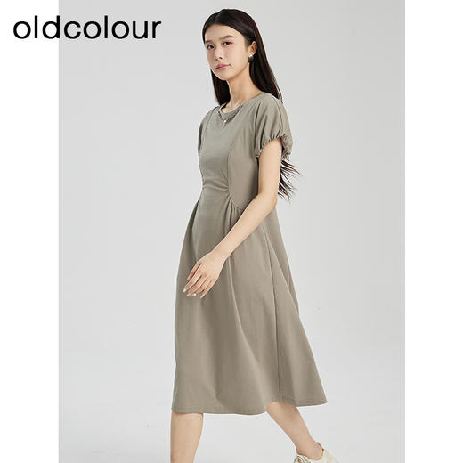 oldcolour夏季新款设计感小众高腰A字中长款短袖连衣裙Q281005A1 商品图1