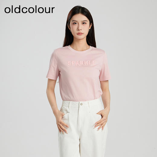oldcolour夏季新款纯色简约气质通勤宽松百搭短袖T恤女Q220207A1 商品图1